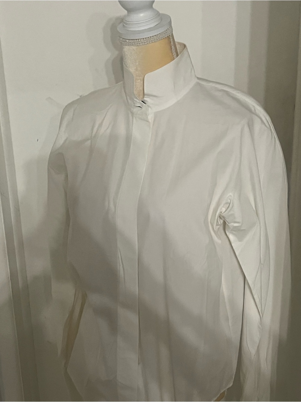 Classic White Mandarin-Collar Men's Shirt